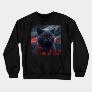 Evil Black British Shorthair Cat Crewneck Sweatshirt